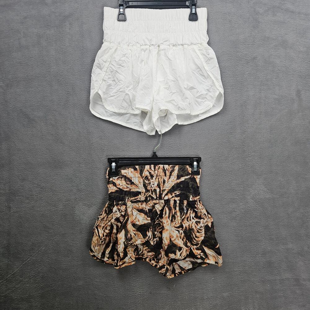 2 Pair Lot FP Movement Smocked Running Shorts Size Small